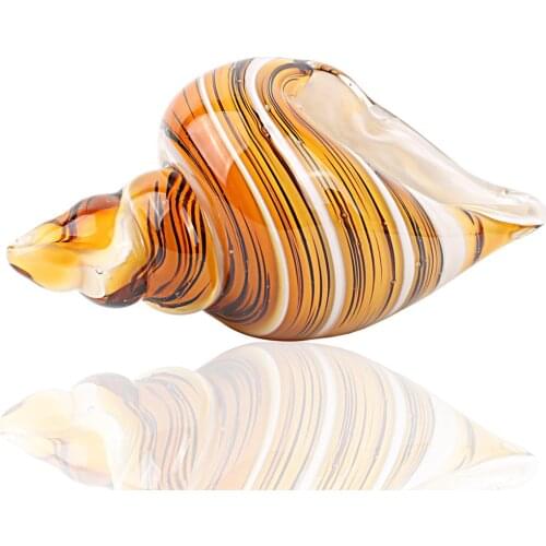 Amber Art Glass Sea Shell Hand Blown Glass Conch Figurine Paperweight Sculpture Home Decoration Wedding Ornament