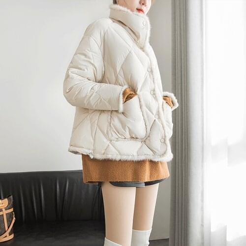 Small Fragrant Big Pocket Down Women 2021 Winter New Korean Style Simple Lapel Short Jacket