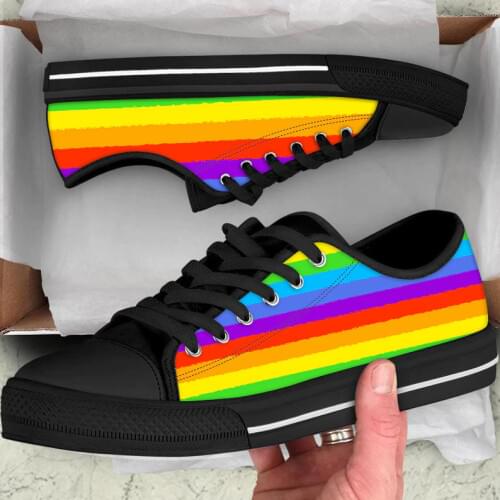 FORUDESIGNS Spring/Autumn Women Shoes Canvas Rainbow Flag Pride Lgbt Friends Low Style Ladies Walking Shoes Sapatos Femininos