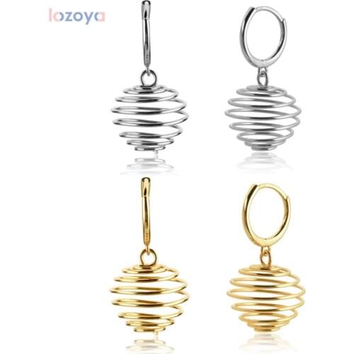 LOZOYA 925 Sterling Silver Plain Spring Wick Drop Earring Pendiente Loops Luxury 2021 Rock Punk Fashion Jewelry For Women