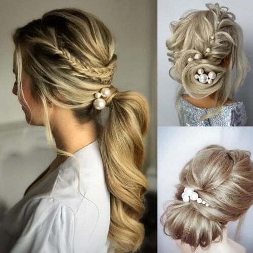 18pcs/lot Women Sparkling Pearls Hairpins Handmade Hair Sticks European Pearls Hairbands Wedding Hair Jewelry Accessories