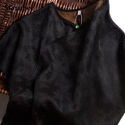 Silk Fragrant Cloud Yarn Top Women Chinese Retro Short-Sleeved Loose T-Shirt 2021 Spring Summer New Wild