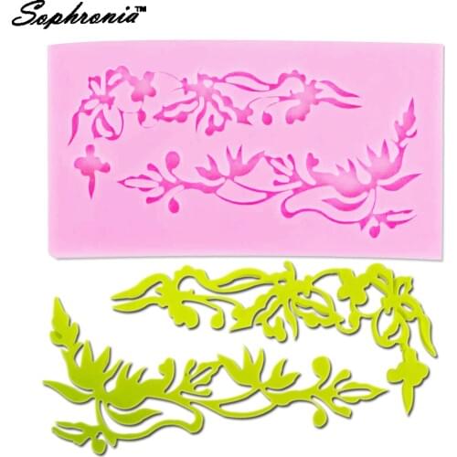 10PCS/SET Flower Leaf Silicone Lace Border Mold Chocolate Fondant Cake Moulds Kitchen Baking Decorating Cake Tools F1029