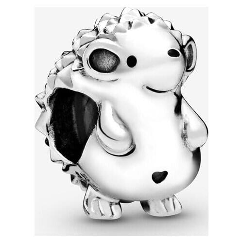 100% Real 925 Sterling Silver Nino the Hedgehog Charm Metal Beads Fits Pandora Bracelet Women DIY Jewelry Making Bijoux Femme