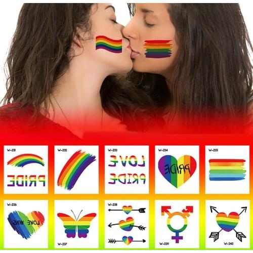 20PCS LGBT Rainbow Temporary Tattoos Waterproof Body Art Sticker Non-toxic And Easy To Use Birthday Celebration Christmas