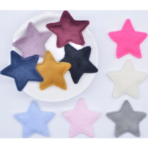 50Pcs/lot 38mm Padded Plush Furry Felt Star Applique for DIY Headwear Hair Clips Bow Accessories Handmade Baby Clothes Hat Decor