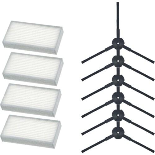 6pcs side brush+4pcs filter Hepa for Ariete Briciola 2711 2712 2713 2717 ROBOT HOFER Cleaner parts accessories