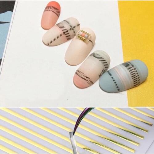 9x8cm Laser Nail Sticker Stripe Lines Tape 3D Adhesive Decoration DIY Decal