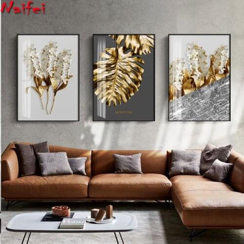 Abstract leaf flower Wall Art Black white feathers DIY 5D Diamond Painting Plants Full Mosaic full Diamond Embroidery Home Decor