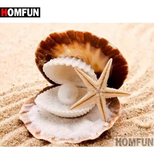 HOMFUN Full Square/Round Drill 5D DIY Diamond Painting "Seashell starfish" Embroidery Cross Stitch 3D Home Decor A11486