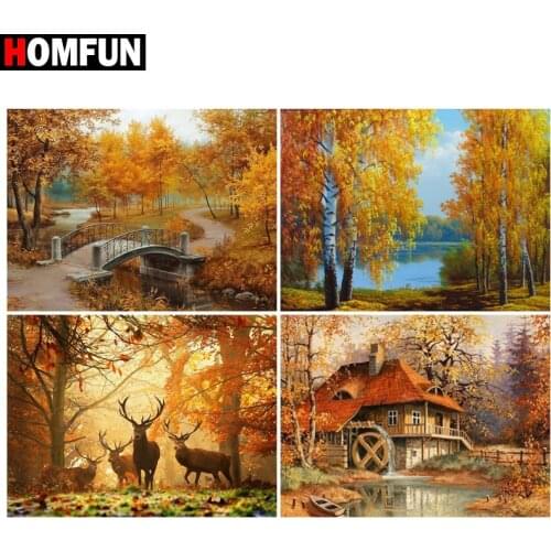 HOMFUN Diamond Painting Full Square/Round Drill 5D DIY "Landscape forest" Daimond Embroidery Rhinestone Cross Stitch Decor