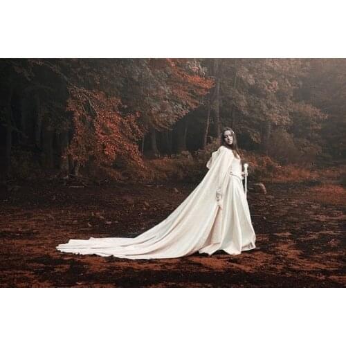 White lvory Long cloak with hood bridal cape Gown cloak Wedding Accessories Jackets Wraps white wedding cape satin
