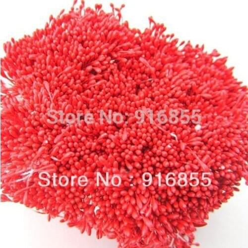 Free shipping 1mm 1800pcs/lot red color pearl flower stamen floral stamen cake decoration for DIY decoration