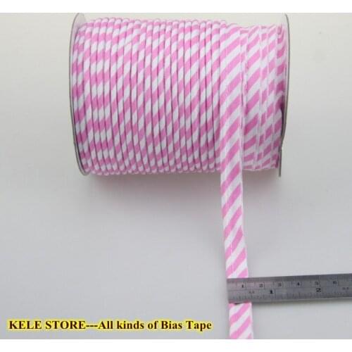 Free shipping- cotton strips checks Bias Piping, Bias piping tape with cord,size:12mm,50yds DIY work for bedding pink strips
