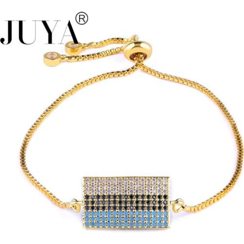 Gold Rose Gold Black Color Adjustable Chain Luxury Cubic Zirconia Estonia Flag Bracelets Men Women Jewelry pulsera hombre