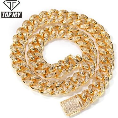 Hip hop 15mm New Arrive Heavy Chunky Cubic Zirconia Cuban link Chain Sparkling Attitude Never Fade Cuban Chain for Men