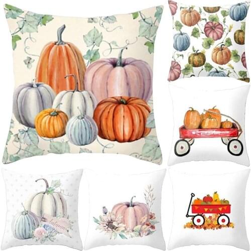 45x45cm Watercolor Pumpkin Pillow Case Home Bed Sofa Decor Cushion Cover Throw Pillow Cover for Halloween Thanksgiving Day