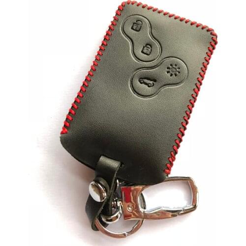 Genuine Leather Car Key Cover Bag Holder For Renault Koleos Megane 2 3 Scenic Clio Logan Smart Card Remote Key Shell FOB