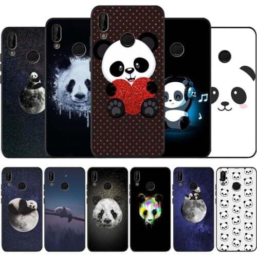 Pandas black soft Phone Case for huawei P40 P30 P20 P10 Pro lite P9 Lite nova 4E 6SE Psmart 2019 Y6 9 Prime