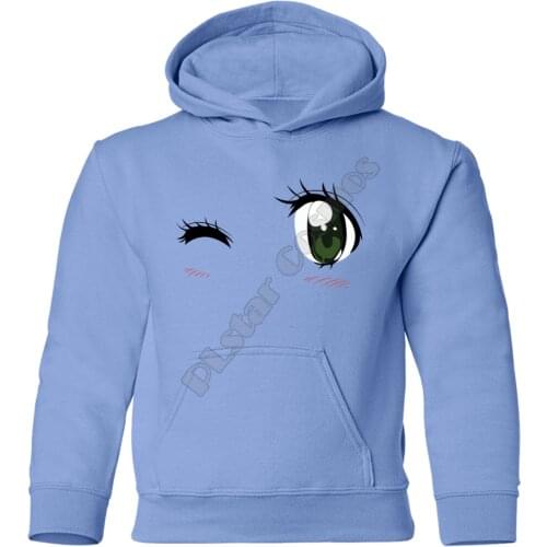 Winking eyes Kids Hoodies 3D Printed Kids Sweatshirt Child Long Sleeve Boy For Girl Sky Blue Pullover Drop Shipping