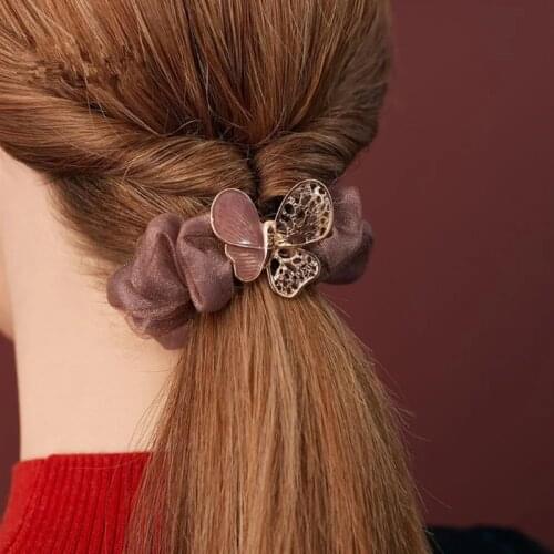 Girl dripping oil hollow butterfly hair accessories ponytail fashion elastic headband girls hair band accessories