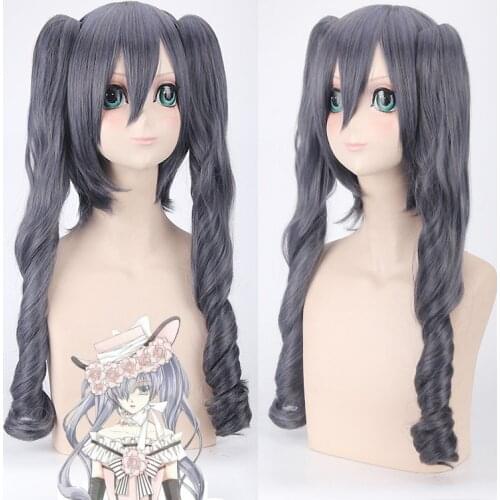 Ciel Phantomhive Women Long Wig Wig Dark Grey Anime Black Butler Akatsuki Cosplay Hair Synthetic Cosplay Wig 80cm