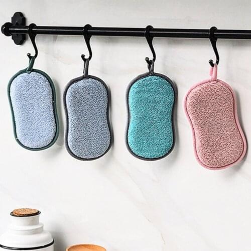 Double Sided Magic Sponge Kitchen Cleaning Brush Microfiber Scrub Sponges For Dishwashing Cloth Eraser Kitchen Accessories