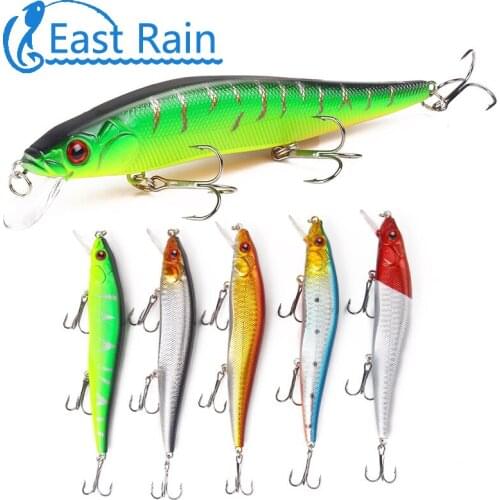 East Rain 5.51in 2pcs Fishing Lure Minnow Hard Bait with 3 Fishing Hooks Fishing Tackle Lure Free shipping