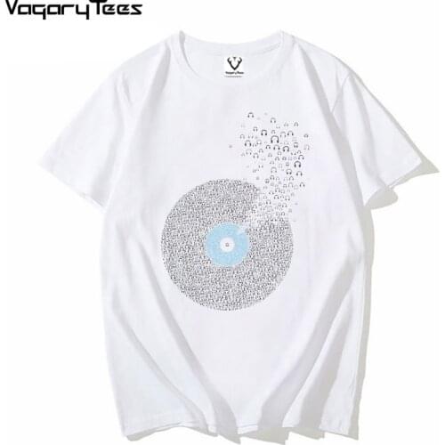 This record listen million people Men Fashion Sound Print Short Sleeve Popular Sound Design Tops Novelty unisex streetwear