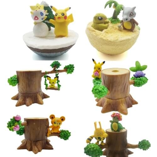 Original Pokemon Anime Figures Pikachu Decoration Kids Room Decor Ornaments Action Toy Hobbie Figurine Scene Squirtle Charizard