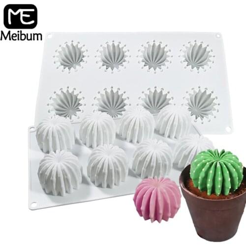 Meibum Cactus Cake Mold Candle Plaster Molds Silicone Mould Pastry Decorating Tool 8 Cavity Chocolate Mousse Dessert Baking Pan