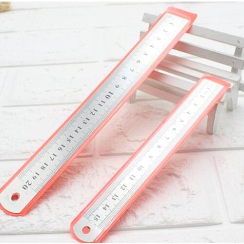 2pcs/Set Stainless Steel Straight Ruler 15cm/20cm Double Side Scale Metric Ruler Home School Office Stationery Supplies