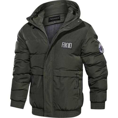 Fashion Warm Parkas Men Long Sleeve Hooded Collar Winter Thick Warm Causal Jacket Stripe Zipper Streetwear Men Jackets Plus Size