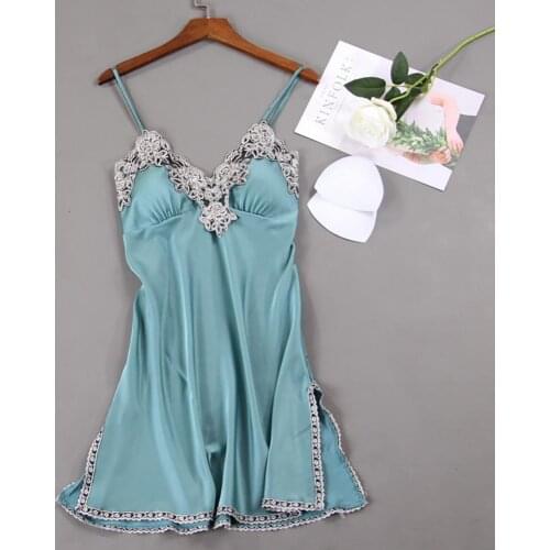 Nightdress V Neck Backless Slit Hem Women Sexy Sleepwear Women Dress for Summer