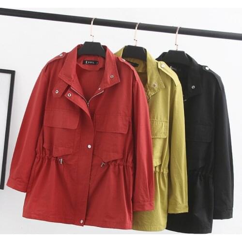2019 New Plus size 4XL Casual Trench coat Women Spring Autumn Thin Windbreaker Female Belt slim Coat Student Tops Outerwear G607