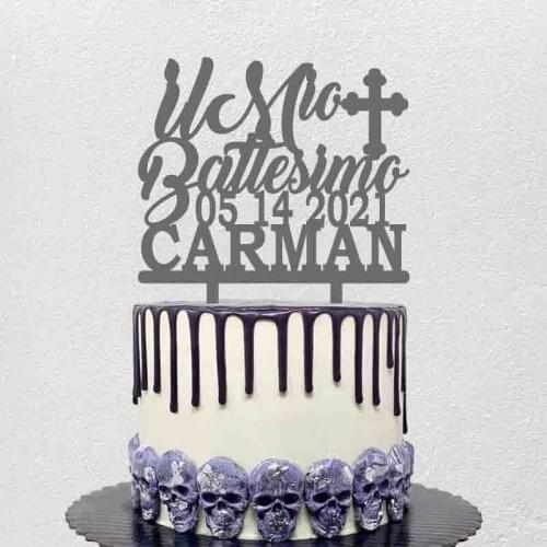 Personalized Italy Baptism Cake Topper Custom Name Date Italian Il Mio battesimo For Kids Baptism Party Cake Decoration Topper