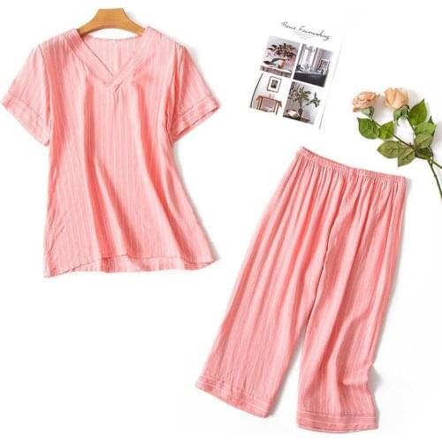 Cotton Cartoon Pajamas Set Short Sleeve T-shirt Long Pants 2Piece/Set Sexy Pyjama Big Size Mom Homewear Cozy Plus Sleepwear