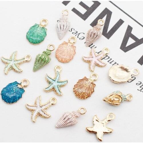 10/pcs Starfish Shell Charms Dangle Colorful Zinc Alloy Pendants Jewelry Diy Material Accessories Earring Bracelets Floating