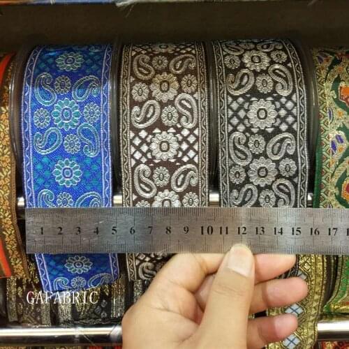 48mm wide ethnic ribbon Embroidered Webbing Polyester ribbon colorfast thin ribbon Muslim Webbing 1yard