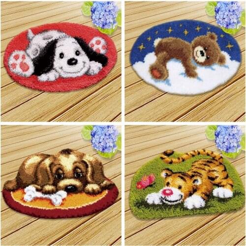 Prajna Latch Hook Rug Canvas Foamiran Crocheting Bear Latch Hook Kits Knit Cross Stich Carpet Embroidery Pillowcases Cushion DIY