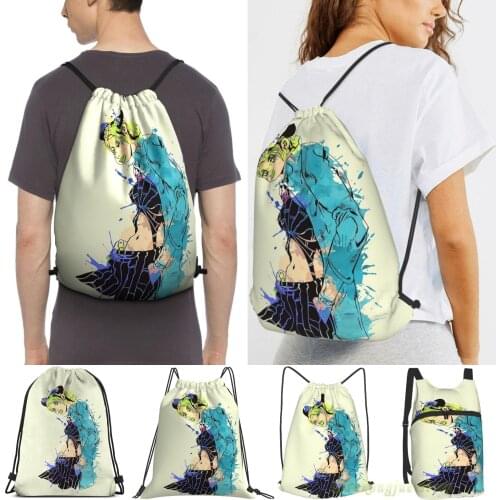 Jolyne Kujo Men Purpose Drawstring Backpack Bags Women Outdoor Travel Backpacks Gym Training Swimming Fitness Bag