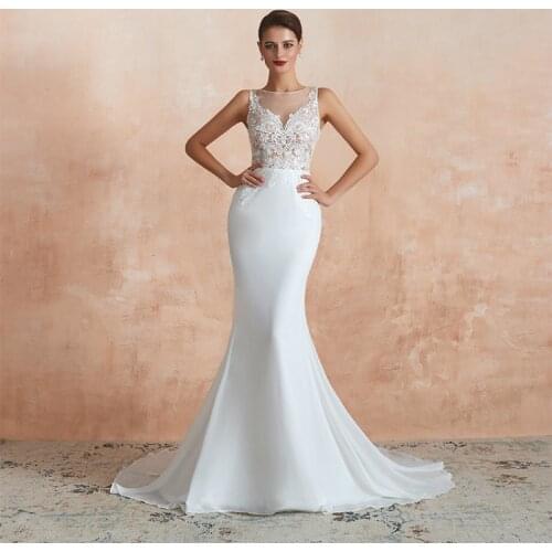 Mermaid Wedding Dresses Spaghetti Straps Appliques Lace Beach Bride Dress Sexy Back Wedding Gown
