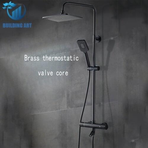 Black/Chrome Thermostatic Brass Rain Shower Holder Faucet Bathroom Shower Tap Bidet Faucet Hot/Cold Mixer Shower Crane Faucet