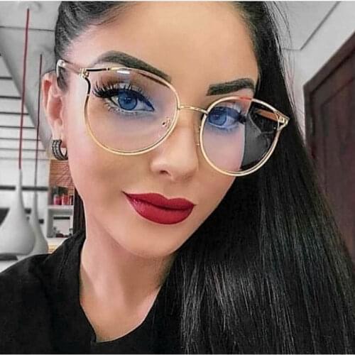 TR90 Fine Metal Cat Eye Frame Clear Round Glasses Prescription Myopia Nerd Glasses Hipster Eyeglass Frame Luxury Brand Designer