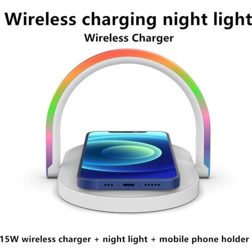 15w Fast Charging Mobile Phone Holder Three In One Wireless Charging Night Light Wireless Charger for Apple 12 Pro Max Mini