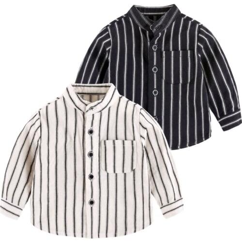 New Born Spring Outfits Blouse for Baby Boys Blouses Stripe Baby Kids Long Sleeve Shirts Cute Cotton Blouses Tops