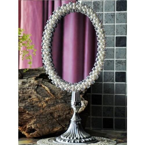 Vintage Baroque pearl rhinestone Photo frame makeup mirror Home desktop Decoration Christmas Valentines Day March 8th gift