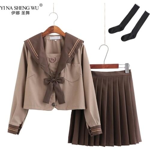 Japanese Brown JK Uniforms College Middle School Students Sailor Uniforms School JK Uniforms Anime Cospaly Students Clothing New