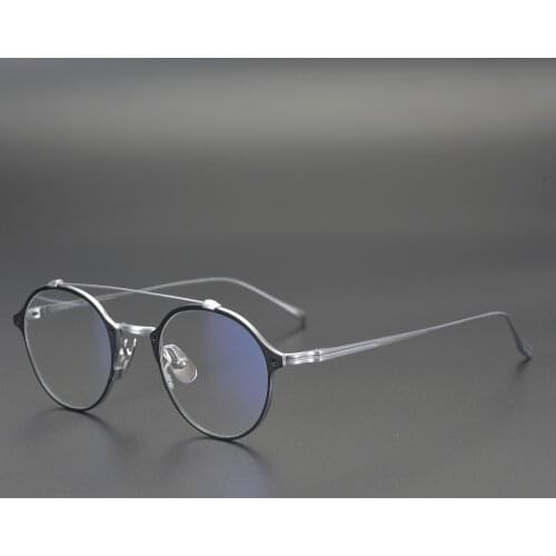 Japans minimalist style bronze double beam retro pure titanium frame ultra-light pilot glasses men women couples myopia glasses