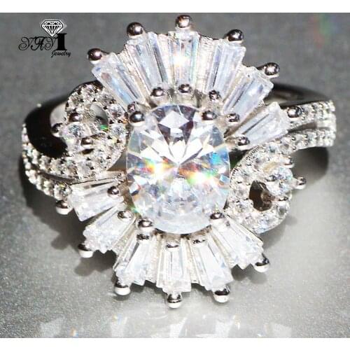 YaYI Jewelry Princess Cut 5.7 CT White Zircon Silver Color Engagement Rings wedding Heart Rings Girls Party Rings Gifts 870